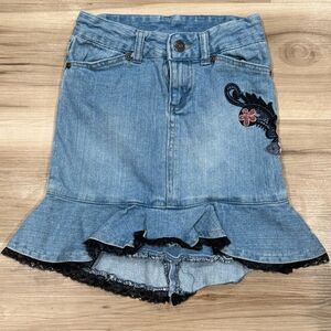Mary Kate and Ashley Ruffle Embroidered Denim Skirt Girls 7